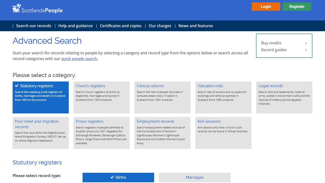 Advanced Search | ScotlandsPeople